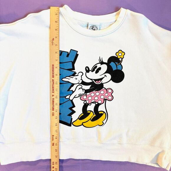 Disney Minnie Mouse Croped White Sweatshirt Women's XL - Picture 4 of 5